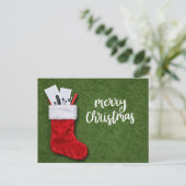 Carte Postale Golf de Noël sur vert pour golfeur (Debout devant)