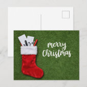 Carte Postale Golf de Noël sur vert pour golfeur (Devant / Derrière)