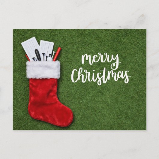 Carte Postale Golf de Noël sur vert pour golfeur (Devant)