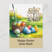 Carte Postale Golf Easter for golfer watercolor Spring (Devant)