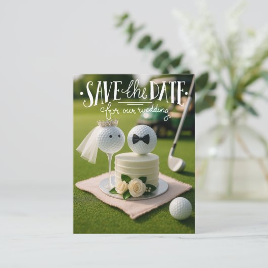 Carte Postale Golf économisez la date pour notre mariage avec de (Debout devant)