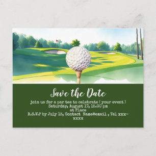 Carte Postale Golf enregistre la date avec une balle de golf sur