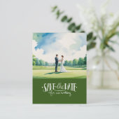 Carte Postale Golf enregistrer la date du mariage de la mariée e (Debout devant)