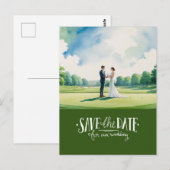 Carte Postale Golf enregistrer la date du mariage de la mariée e (Devant / Derrière)