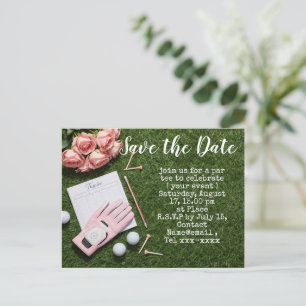 Carte Postale Golf enregistrer la date POUR GOLFEUSE