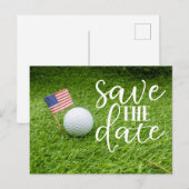 Carte Postale Golf Enregistrez la date avec balle de golf et dra (Devant / Derrière)