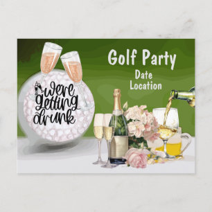Carte Postale Golf Enregistrez la date pour l'enterrement de vie
