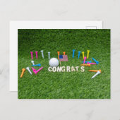 Carte Postale Golf Félicitations avec drapeau d'Amérique sur ver (Devant / Derrière)