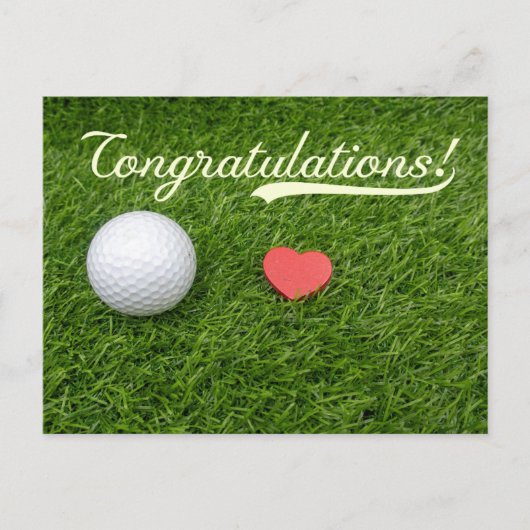 Carte Postale Golf Félicitations balle de golf avec amour sur ve (Devant)