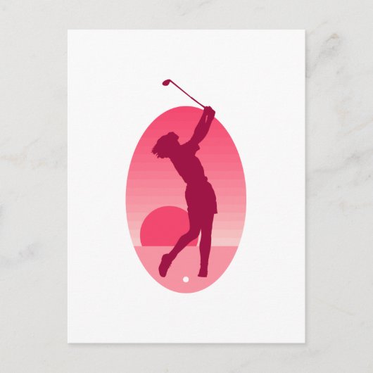 Carte Postale Golf féminin rose (Devant)