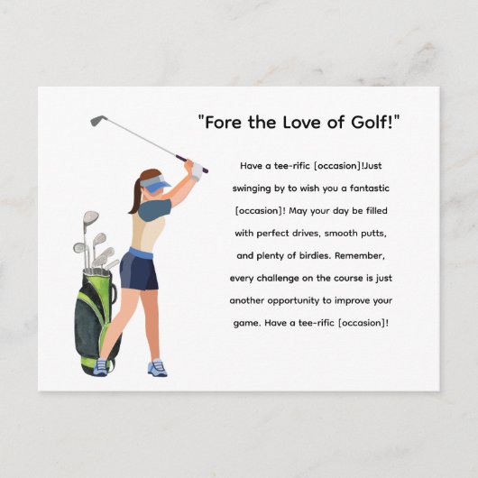 Carte Postale Golf Femme Golfeur est Golfing (Devant)