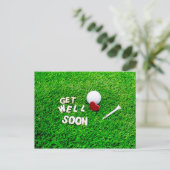 Carte Postale Golf Get Well Bientôt avec balle de golf sur l'amo (Debout devant)