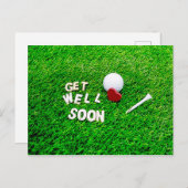 Carte Postale Golf Get Well Bientôt avec balle de golf sur l'amo (Devant / Derrière)