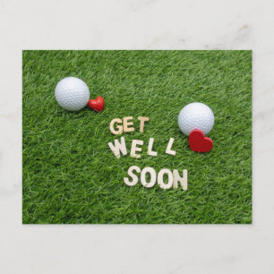 Carte Postale Golf Get well soon card with golf ball and tee