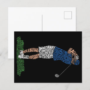 Carte Postale Golf Golf Golfing Word Art