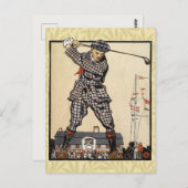Carte Postale Golf Golfer Vintage Golf antique (Devant / Derrière)