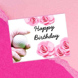 Carte Postale Golf Happy Birthday Card Hand tient une balle de g