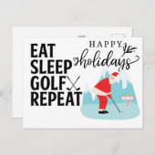 Carte Postale Golf Happy Holiday Eat Sleep Golf Repeat Père Noël (Devant / Derrière)