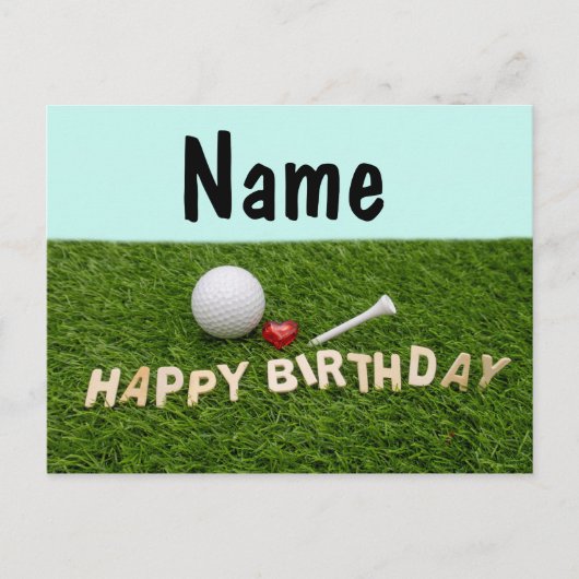 Carte Postale Golf heureux anniversaire au golf avec balle de go (Devant)