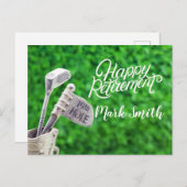 Carte Postale Golf heureux retraite avec le fer de golf (Devant / Derrière)
