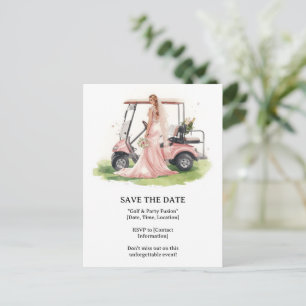Carte Postale Golf jeune femme golfeuse fait du golf