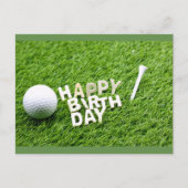 Carte Postale Golf Joyeux anniversaire avec balle de golf et tee (Devant)