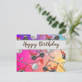 Carte Postale Golf Joyeux Anniversaire avec drapeau et chariot d (Debout devant)