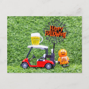 Carte Postale Golf Joyeux Halloween journée avec Monster pour go