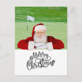 Carte Postale Golf Joyeux Noël avec le Père Noël au drapeau (Devant)