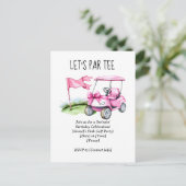 Carte Postale Golf Let’s Par avec drapeau de golf sur vert (Debout devant)