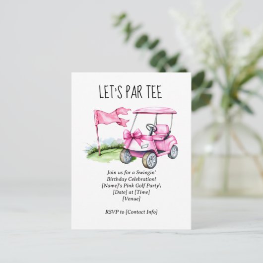 Carte Postale Golf Let’s Par avec drapeau de golf sur vert (Debout devant)