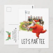 Carte Postale Golf Let’s Par avec drapeau de golf sur vert (Devant / Derrière)