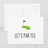 Carte Postale Golf Let’s Par avec drapeau de golf sur vert (Devant / Derrière)