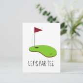 Carte Postale Golf Let’s Par avec drapeau de golf sur vert blanc (Debout devant)