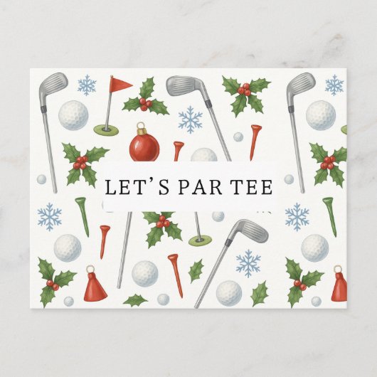 Carte Postale Golf Let’s Par Golf ChRISTMAS Party pour golfeur (Devant)