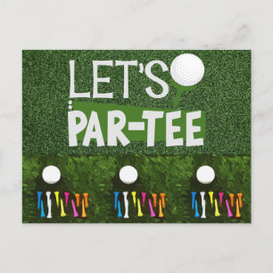 Carte Postale Golf Let's Par avec balle de golf et tee coloré
