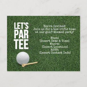 Carte Postale Golf Let's Par invitation à la fête avec balle de