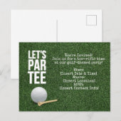 Carte Postale Golf Let's Par invitation à la fête avec balle de (Devant / Derrière)