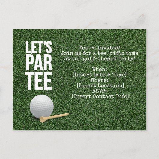 Carte Postale Golf Let's Par invitation à la fête avec balle de (Devant)