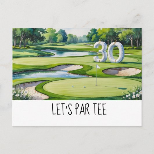 Carte Postale Golf Let's Par tee 30e anniversaire pour la fête (Devant)