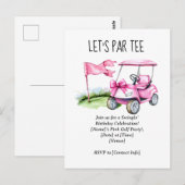 Carte Postale Golf Let's Par tee avec drapeau de golf sur vert  (Devant / Derrière)