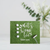 Carte Postale Golf Let's Par Tee Golfer Party sur herbe verte (Debout devant)