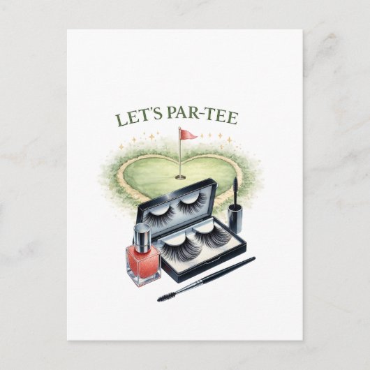 Carte Postale Golf Let's Par Tee pour golfeuse (Devant)
