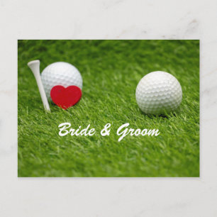 Carte Postale Golf mariage marié et marié tee off avec amour