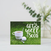 Carte Postale Golf Meilleure santé avec une tasse de café et une (Debout devant)
