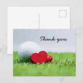 Carte Postale Golf Merci avec balle de golf et cœur d'amour (Devant / Derrière)