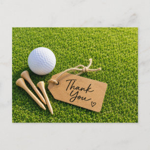 Carte Postale Golf Merci avec balle sur gazon vert