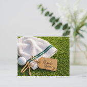 Carte Postale Golf Merci avec balle sur gazon vert (Debout devant)