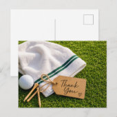 Carte Postale Golf Merci avec balle sur gazon vert (Devant / Derrière)