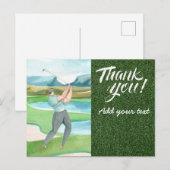 Carte Postale Golf Merci avec golf golfer golf sur vert (Devant / Derrière)